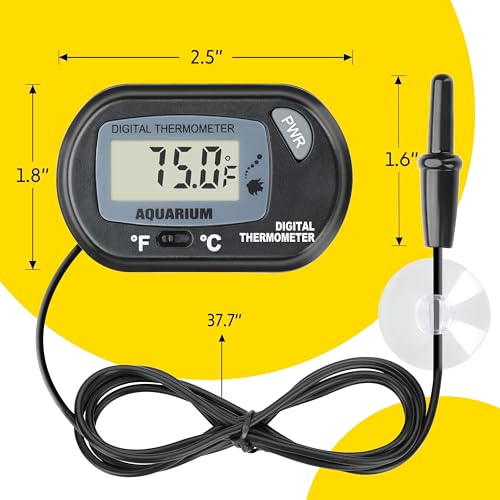 iPower 4 by 7-Inch 4W Reptile Heat Mat, LCD Digital Aquarium Thermometer, Under Tank Warmer Terrarium Heat Pad for Turtles Lizards Frogs and Other Small Animals, Multi Sizes - size: 4 X 7 Inch, style: Pad + Thermometer