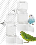 BNOSDM Automatic Bird Water Dispenser 2 Pcs No Mess Parrot Cage Water Feeder Drinker Suspended Bird Drinking Device Parakeet Cage Accessories for Budgies, Cockatiel, Conure, Canary, Finch (White) - color: 2 Pcs White Automatic Bird Water Dispenser