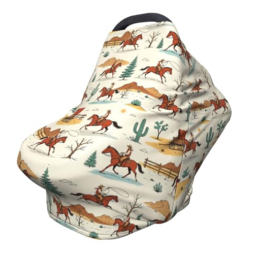 Western Baby Stuff Car Seat Covers for Boys and Girls, Carseat Canopy Stretchy Infant Carseat Cover Western Shower Gifts - color: western cowboy