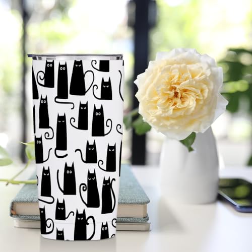 Jztco Cat 20 oz Tumbler, Cute Cat Stainless Steel Insulated Water Bottle | Cat Themed Insulated Travel Coffee Mugs, Cat Lover Gifts for Women Girls Mom Christmas Birthday Gifts - color: Multi 1353