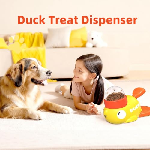 2-in-1 Cat Puzzle Treat Dispenser, Dog Snack Dispenser Toy, Duck Pet Feeder, Slow Feeder, Duck Shape, Suitable for Cat and Dog IQ Training and Exercise