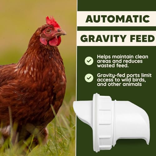 Poultry Pro DIY Chicken Feeder Port Kit - 5 Ports, Weatherproof Seals, Bushings & Hole Saw, PVC Gravity Feeder, Use for Buckets, Barrels, Bins & Troughs, No Waste Chicken Feeders (Bucket NOT Included) | As Seen on Shark Tank, Gravity Fed Chicken Feeder, f