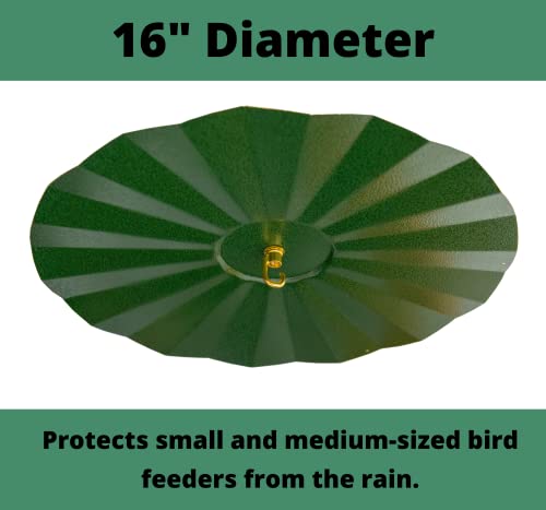 Metal Rain/Weather Guard - Perfect for Outdoor Bird Feeders, Seed Cylinders, Hummingbird Feeders, Cylinder Feeders and More Against Water, Sun, and Overhead Messes Rust Proof, - color: Green, size: 16 Inches
