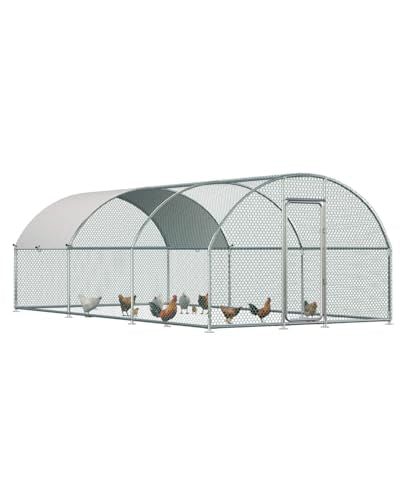 Esright Metal Chicken Coop Run, 20x10 Ft, Dome Roof | Rust-Resistant Galvanized Steel Tube with Wire Mesh, 420D Oxford Fabric Waterproof Cover - size: 234.0"L x 120.0"W x 76.8"H