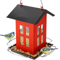 iBorn Bird Feeder House, Metal Bird Feeders for Outdoors Hanging,Double-Sided Metal Hanger & Weatherproof, Easy to Clean & Refill, 2.2 Lbs Capacity, Red - color: Red
