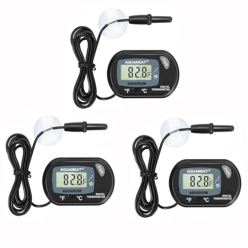 AQUANEAT Aquarium Thermometer, Fish Tank Thermometer, Digital Temperature Test, with Large LCD Display (3 Packs) - size: 3 Packs