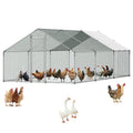VEVOR Large Metal Chicken Coop, 19.7x9.8x6.5ft Walk-in Chicken Runs for Yard with Cover, Spire Roof Hen House with Security Lock for Outdoor and Backyard, Farm, Duck Rabbit Cage Poultry Pen - size: 236.2"L x 118.1"W x 66.7"H