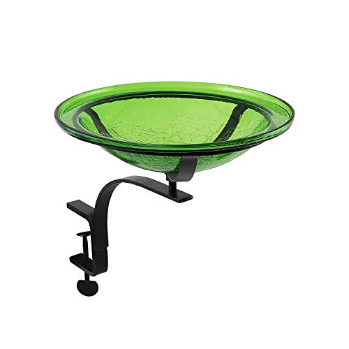 Achla Designs CGB-05FG-RM 12 Inch Fern Green Crackle Rail Mount Bracket Birdbath - color: Fern Green