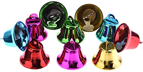 Litewoo Bird Bells Chew Toy for Parrot Cockatiel Budgie Conure, 30 PCS | Electroplated metal bells, 0.98in, bright colors & sweet sounds attract birds, fit small parrots/parakeet/lovebird/finch