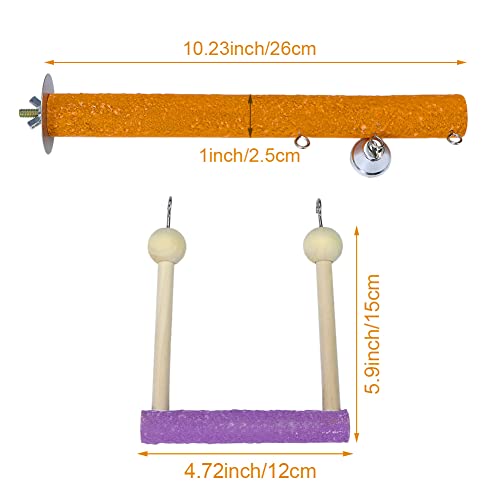 Litewoo Bird Perch Swing Bell Toy Chew Grinding Claw Trim Beak for Parrot Parakeet Cockatiel African Grey Conure Cockatoo Lovebird Finch Canary Budgie Cage Accessories