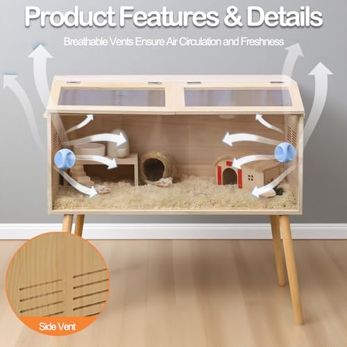 32"x16"x16" Brooder Box for Chicks, with 20In Legs Heat Lamp and Thermometer, Feeder, Waterer Toys Set for Chicks, Lizard, Parrot, Hamster, Quail, Hedgehog Cage