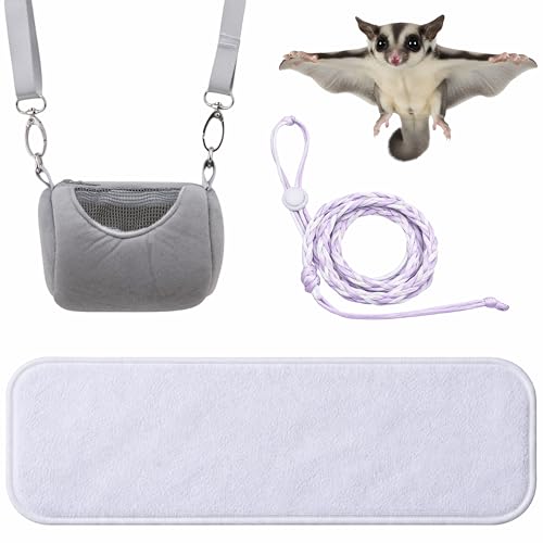Sugar Glider Bonding Travel Pouch Set, Sugar Glider Carry Bonding Pouch With Liner And Adjustable Leash, Breathable Soft Outgoing Sleeping Travel Bag For Small Pets Squirrels Hamsters (Gray)