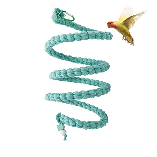 Dnoifne 59 Inch Spiral Rope Perch, Bird Cage Stand Pole Accessory, Climbing Toy for Parrot, Parakeet, Budgie, Lovebird, Cockatiel (59"/1.5 M) - color: Blue, size: 59 inches