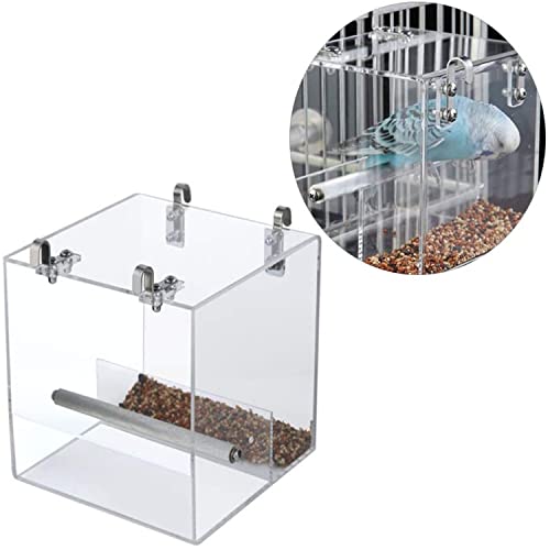 Automatic Bird Feeder No Mess Bird Cage Pet Feeder Seed Food Container for Parakeet Canary Cockatiel Parrot Finch Canary Acrylic (8.3 x 8.3 x 8.3 inch) - size: 8.3 x 8.3 x 8.3 inch