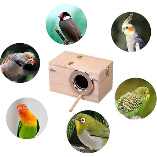 Parakeet Nesting Box, Bird Nest Breeding Box Cage Wood House for Finch Lovebirds Cockatiel Budgie Conure Parrot, 8'' X 5'' X 5'' - size: Small: 8" x 5" x 5"