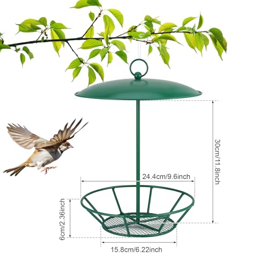 Suet Feeder Cylinder Bird Feeder S-6-2 Seed Cake Feeders Green Metal Feeders for Hanging Garden Backyard Outdoors Wild Birdfeeding