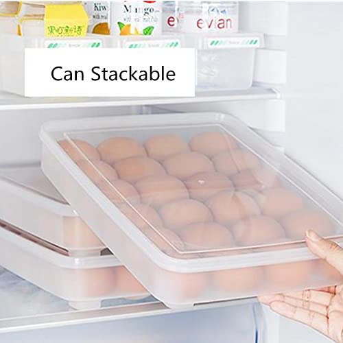 Jilukibo Egg Holder for Refrigerator with Lid, 24 Count Egg Tray Carrier Storage Box for Fridge, Stackable Clear Plastic Egg Container Dispenser Keep Fresh, 24 Egg Box (2 Pack)