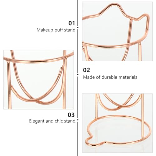 SOLUSTRE Makeup Puff Holder Sponge Egg Display Stand Metal Powder Puff Rack Rose Gold Hollow Makeup Sponge Holder for Cosmetic Storage and Drying