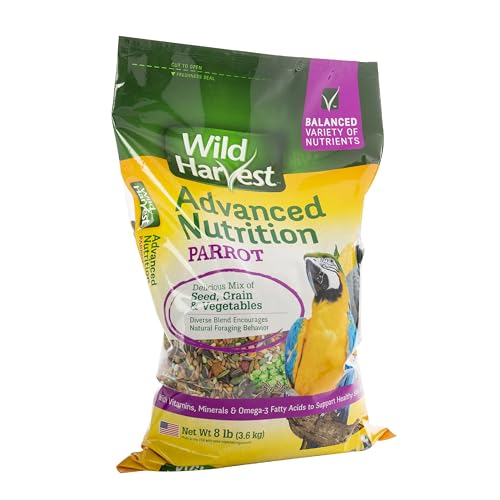 Wild Harvest Advanced Nutrition Parrot 8 Pounds, Seed, Grain and Vegetable Mix (Pack of 2) - size: 8 Pound (Pack of 2)