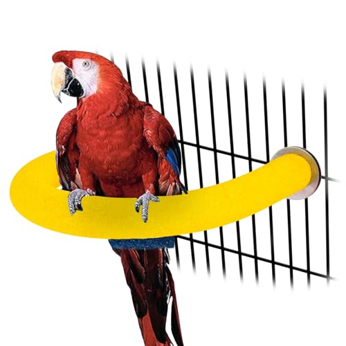 Rypet U-Shaped Large Parrot Perch, Quartz Bird Perch for Cage(Yellow XL) | Safe Chew & Rest Perch for Large Birds, Durable Non-Toxic Cage Accessory, for Parakeets Cockatiels Conures Macaws - color: Yellow, size: X-Large
