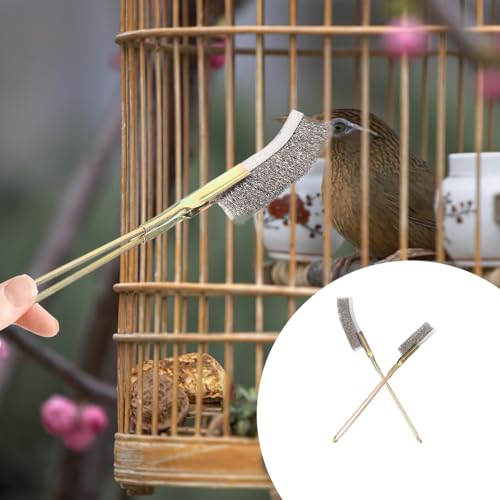 Abaodam 6 pcs Handle Bird Cage Cleaning Brush Pet Cage Cleaning Accessory Parrot Bird Droppings Wire Brush Scraper Tool Supplies