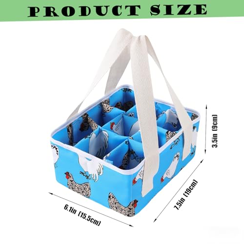 Eggs Collecting Basket, Durable Canvas Egg Basket with Plastic Board, 9-Pouch Chicken Egg Holder Bag for Gathering Fresh Eggs, Egg Gathering Basket and Multipurpose Chicken Holder Bag (Blue)