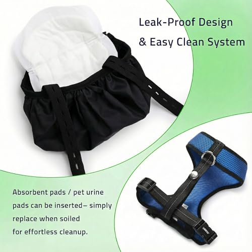 1-Pack Washable Poultry Diaper Harness | Leak-Resistant Chicken Duck Diaper with Poop Bag & Reflective Strips | Lab-Tested 12-Hour Dryness | Adjustable Vest Design (Small, Blue) - color: Blue, size: Small