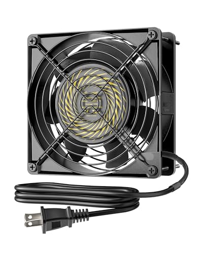 DEWENWILS 120V AC Fan, Waterproof Exhaust Fan 120mm, 18W 2850RPM 90CFM, DIY Cooling Fan for Refrigerator, Computer Case, Compressor Engine, Generator, UL Listed - size: 120mm×38mm, style: 1 pack
