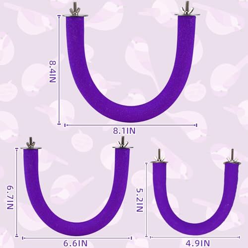 RYPET U-Shaped Parrot Perch, Quartz Bird Perch for Cage(Purple S) | Safe Chew & Rest Perch, Durable Non-Toxic Cage Accessory, for Parakeets Cockatiels Conures Macaws - color: Purple, size: Small