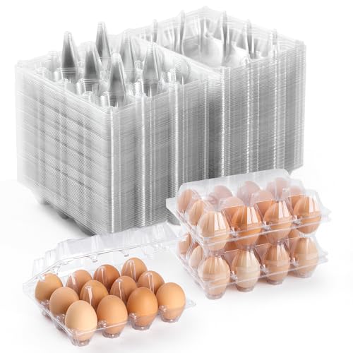 65 Pack Plastic Egg Cartons Cheap Bulk,1 Dozen Clear Empty Egg Cartons for Chicken Eggs 3x4 Grids,Reusable Egg Containers for Family, Chicken Farm, Markets Display - size: 3X4-65PCS