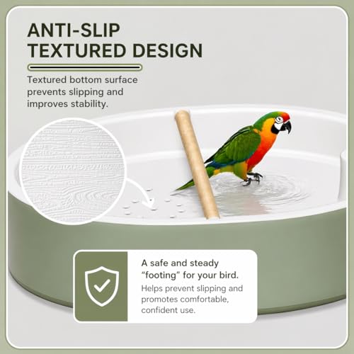Bird Shower Bath with Waterproof Mat 41×29.5", Adjustable Flow Bird Bath Fountain with Plug Pump, Pet Bird Bath Set with Cleaning Brushes & Bell Toys for Parakeet Cockatiel