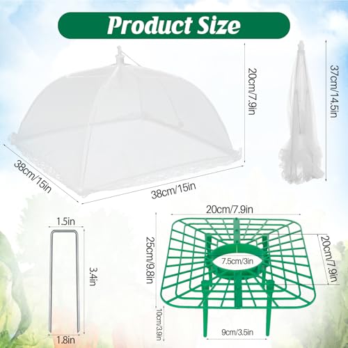 4 Sets Strawberry Plant Support with Mesh Plant Cover,Strawberry Growing Racks Sets with Iron Plant Nails and Storage Bag for Garden Strawberry Vegetables(White Net - Square) - color: White Net - Square