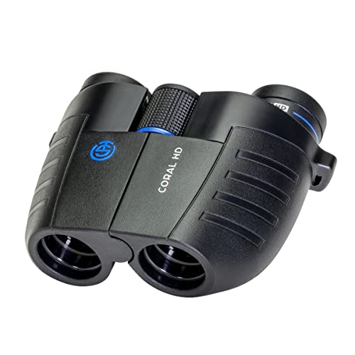TSO Coral 10x25 Compact Binoculars with Eye Relief for Adults and Kids, Lightweight Rainproof Porro Prism Binoculars for Bird Watching, Hiking, Travel, Sightseeing, Sporting Events and Concerts