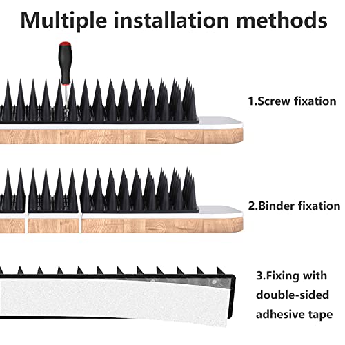 Bird Spikes, 28 Feet Bird Guard Spikes for Squirrel Cat Raccoon and Other Small Animals, Pigeon Spikes for Outdoor Fences and Roofs, Durable Plastic Bird Barrier Strips(30 Pack) - color: Black, size: 30 pack