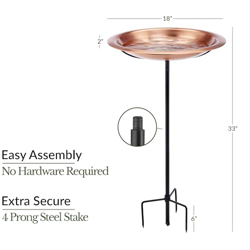Good Directions Matte Copper Bird Bath on Garden Pole 18" - style: Matte