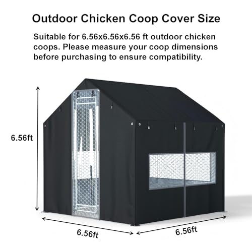Outdoors Chicken Coop Cover 6.6x6.6x6.6ft All-Weather （Covers Only） | Premium 600D Oxford Fabric – Waterproof, Snowproof & UV-Resistant Outdoor Chicken Coop Protection - size: 79.0"L x 79.0"W x 79.0"H