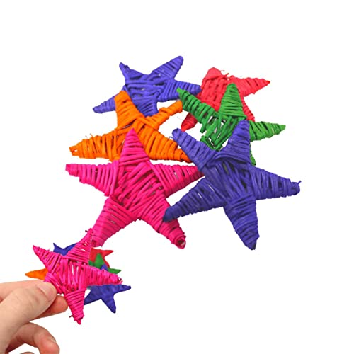 3324 Pk6 Medium Color Vine Star Foot Talon Craft Part Parrot Cage Toy, Conure, Ringneck, African Grey, and Similar Breed Sizes - color: Multi-colored