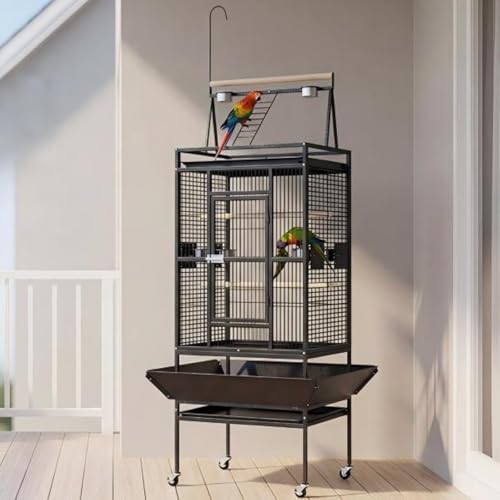 GarveeHome 82" h Large Bird Cage, Bird Cage with Playground, Feed Bowls, Wide Tall Parrot Cage for Parakeets, Conures, Cockatiel, Cockatoo - color: black 82in, size: 32.0"L x 30.0"W x 82.0"H