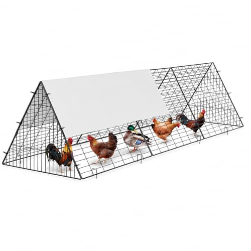 Large Metal Chicken Tunnel, Portable Chicken Run Coop with Waterproof & Anti-UV Cover, Outdoor Predator Protection Poultry House for Yard Backyard Farm, Hens Ducks Rabbits - size: 40.2"L x 29.1"W x 1.4"H