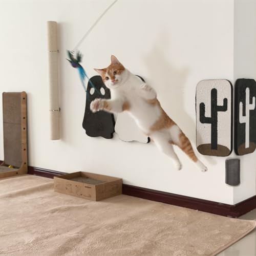 miwoowim 35" Steel Wire Cat Wand Toy & 6PCS Realistic Feather Bird Refills | Sturdy wooden handle for easy grip.Handcrafted birds with bells.Promotes active play, healthy exercise & bonding - color: 7 PCS Cat Wand Toy Birds