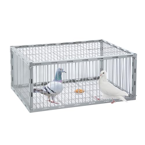Pigeon Trap with Escape-Proof Design,Pigeon Cage with One-Way Entry,Ideal Pigeons Coop,Chicken and Bird Trap Cage,Portable & Easy Assembly,Unharmful Made of High-Strength Iron with Anti-Rust Paint - size: 23.8"L x 17.2"W x 10.2"H