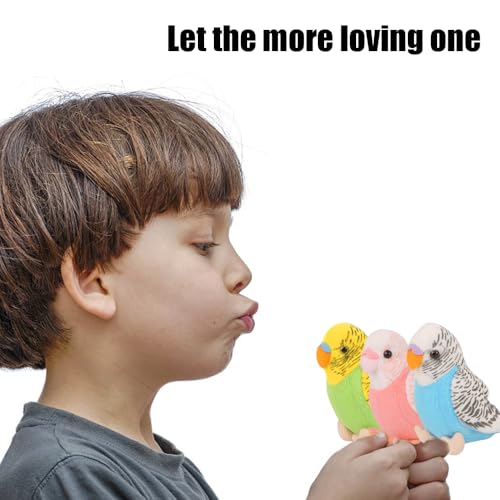 3 Pcs Budgerigar Plush Toy, 5.5 inches, Parakeet Plush Toy, Budgie Soft Toy, Bird Stuffed Animal for Kids, Blue and Green and Pink - color: Blue and Pink and Green