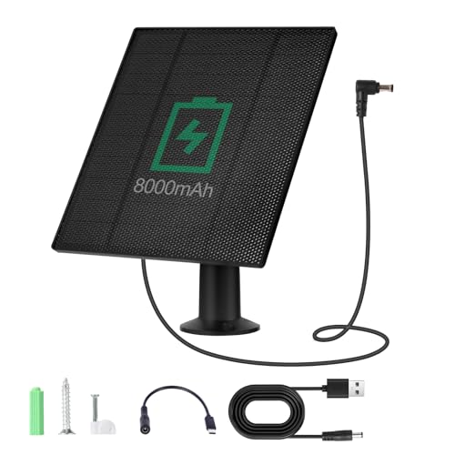 6W Solar Panel for Automatic Chicken Coop Door Compatible with Chicken Coop Door with DC/USB-C Port, Built-in 8000mAh Battery, with 9.8ft DC Cable & DC to USB-C Adapter Cable, IP65 Weatherproof