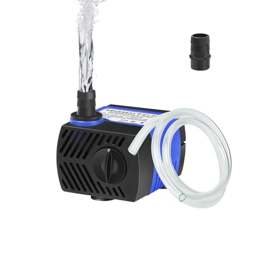 AQUANEAT Small Fountain Pump, 80 GPH Mini Submersible Water Pump with 3.3 ft Tubing, for Aquarium Fish Tank, Pet Water Fountain, Hydroponics, Pond Waterfall Filter Pump - size: 80 GPH