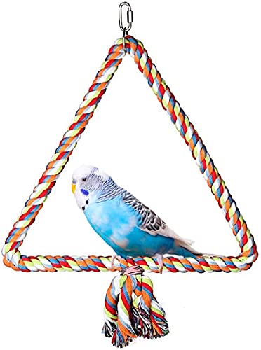 Litewoo Triangle Bird Swing Toy Cotton Rope Perches for Parrot Budgie Parakeet Cockatiel Conure Finch Lovebird - color: Small
