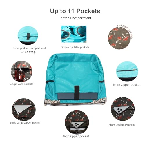 Diaper Tote Bag Totepack Backpack Crossbody Bag 3 in 1 for Women Laptop Backpack Multifunctional with Insulated Pockets - color: Corduroy Mushroom