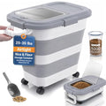 Home & Hearthly Collapsible Rice Storage Container 25–35 lbs, Airtight, Space-Saving Food Storage Bin with Wheels and Measuring Cup, Easy-Pour Grain Dispenser for Rice, Flour and Pet Food