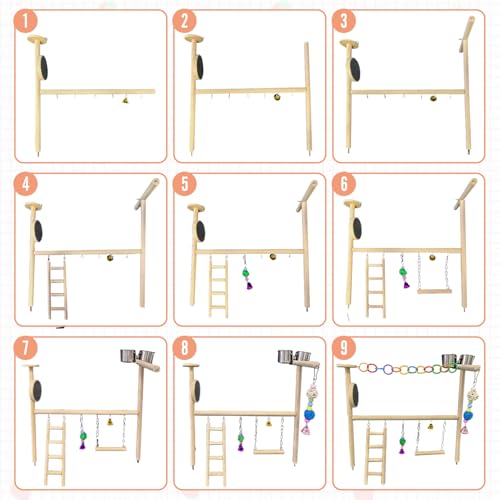 Hamiledyi Small Bird Playground Natural Wood for Top of Cage Bird Perch Stand for Parrots Play Gym Toys for Small Birds Parrot Cockatiel Love Birds Budgie(Style A)