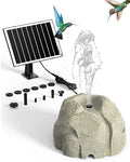 Rock Solar Fountain for Bird Bath, Dry-Run Protect,10 Nozzles(White) | Bird Bath Fountain for Outdoor Garden Pond,Resin Granite Rock,Dry Run Protection,Solar Powered - color: White