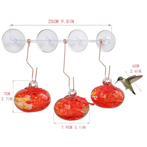 3PCS Window Hummingbird Feeder with Suction Cups(Red) - color: Red